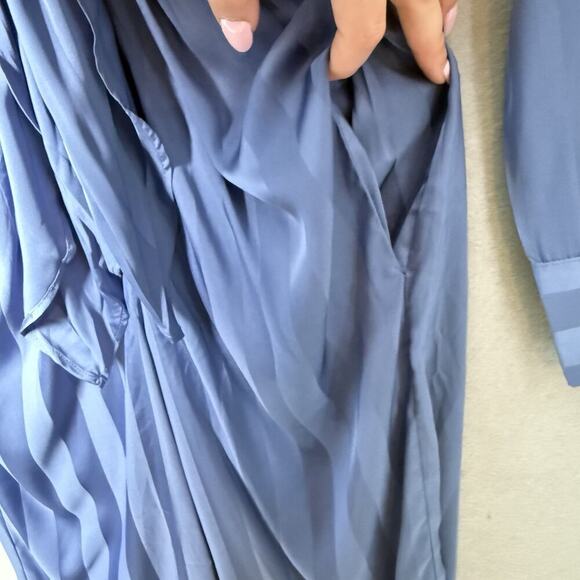 Choosy Lafayette Womens Blue Striped Jumpsuit Pockets Front Tie Comfort Size 2 - Picture 8 of 13